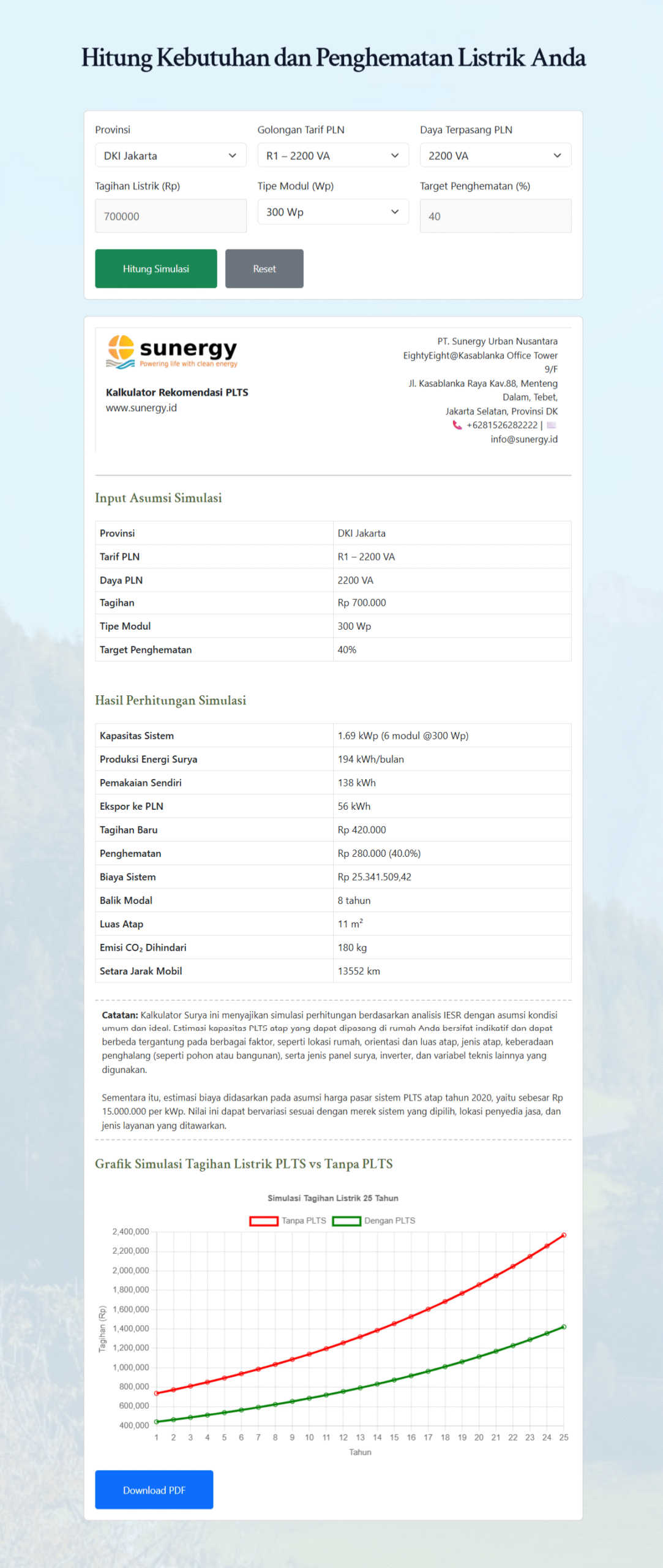 Kalkulator PLTS untuk hitung simulasi biaya pasang PLTS atap