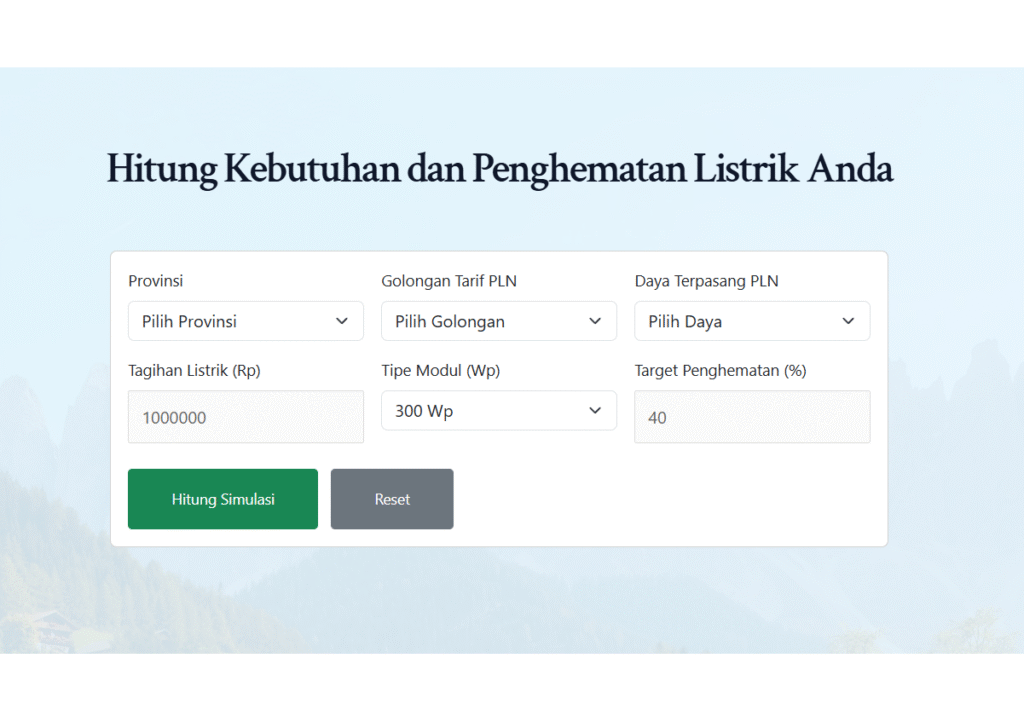 Kalkulator PLTS untuk Hitung Kebutuhan dan Penghematan Listrik Anda